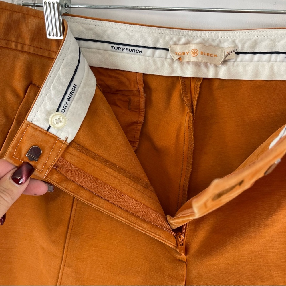 Tory Burch Orange Ankle Pants Women’s Size 12 Slim Fit Tapered‎ Leg - Picture 7 of 14